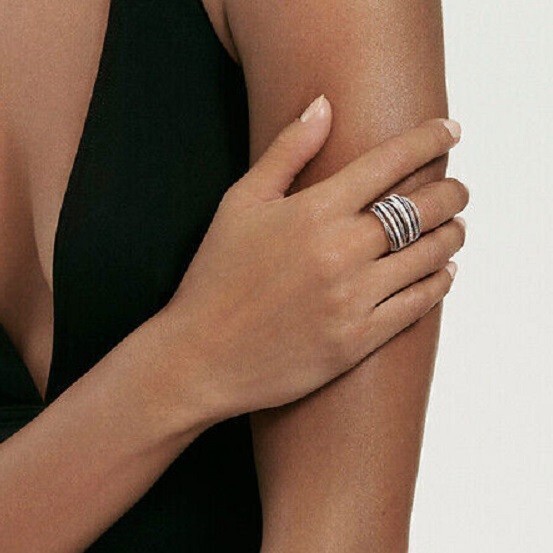 Elegant 925 Sterling Silver White Topaz New Fashion Charms Unique Ring Size 7