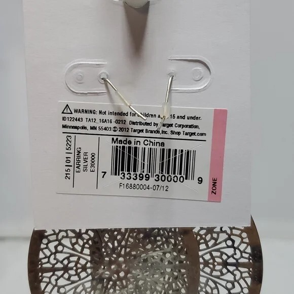 2 for $15 Target teardrop metallic filigree silver fish hook earring NWT