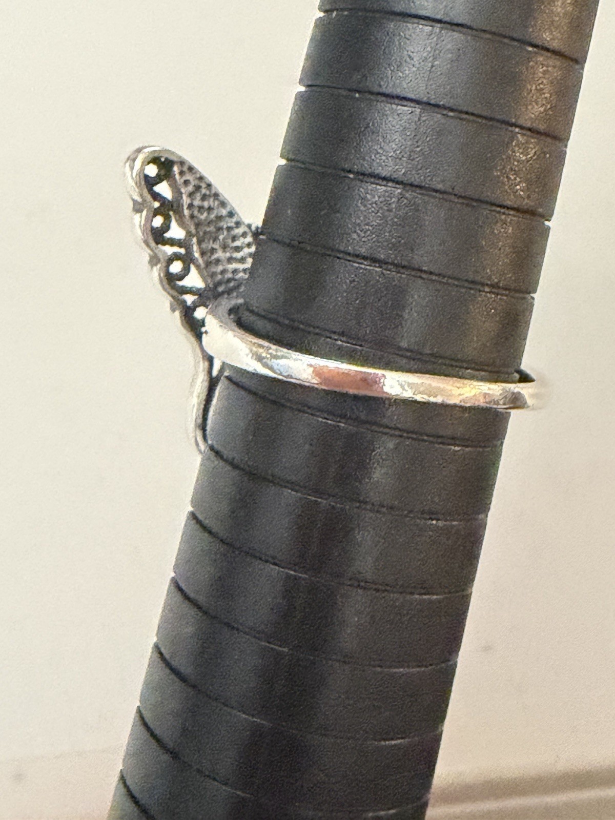 Butterfly Ring Band Oxidized Simulated Turquoise CZ 925 Sterling Silver