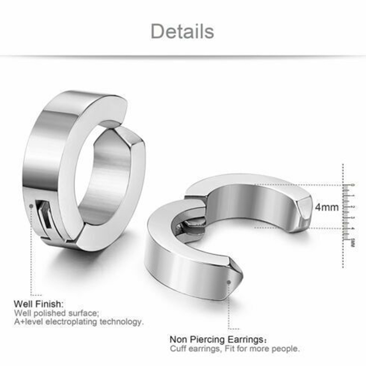 Stainless Steel Stud Earrings Magnetic Ear Plugs Non-Piercing Clip On Men Women