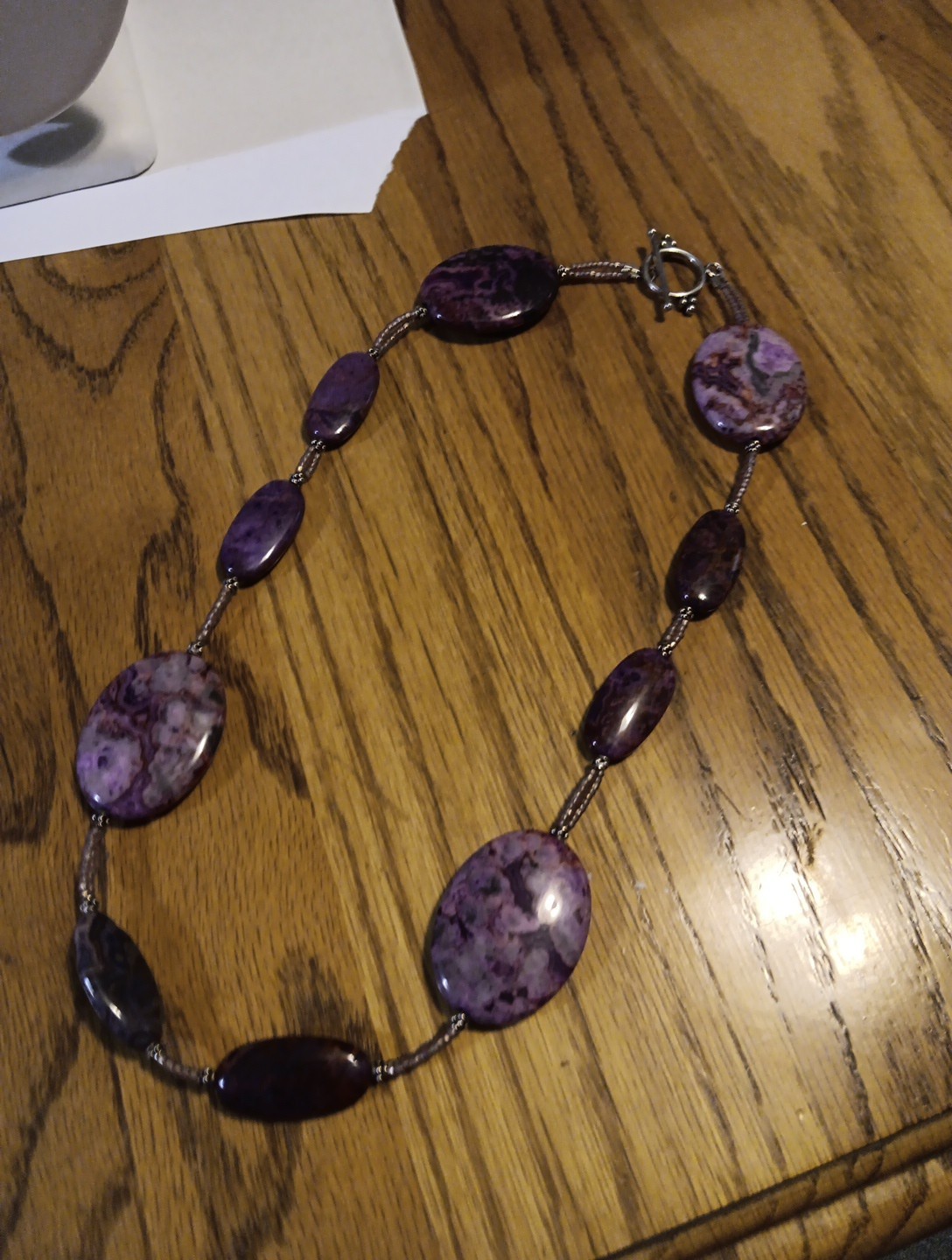 Purple Stone Necklace. 23 In Long