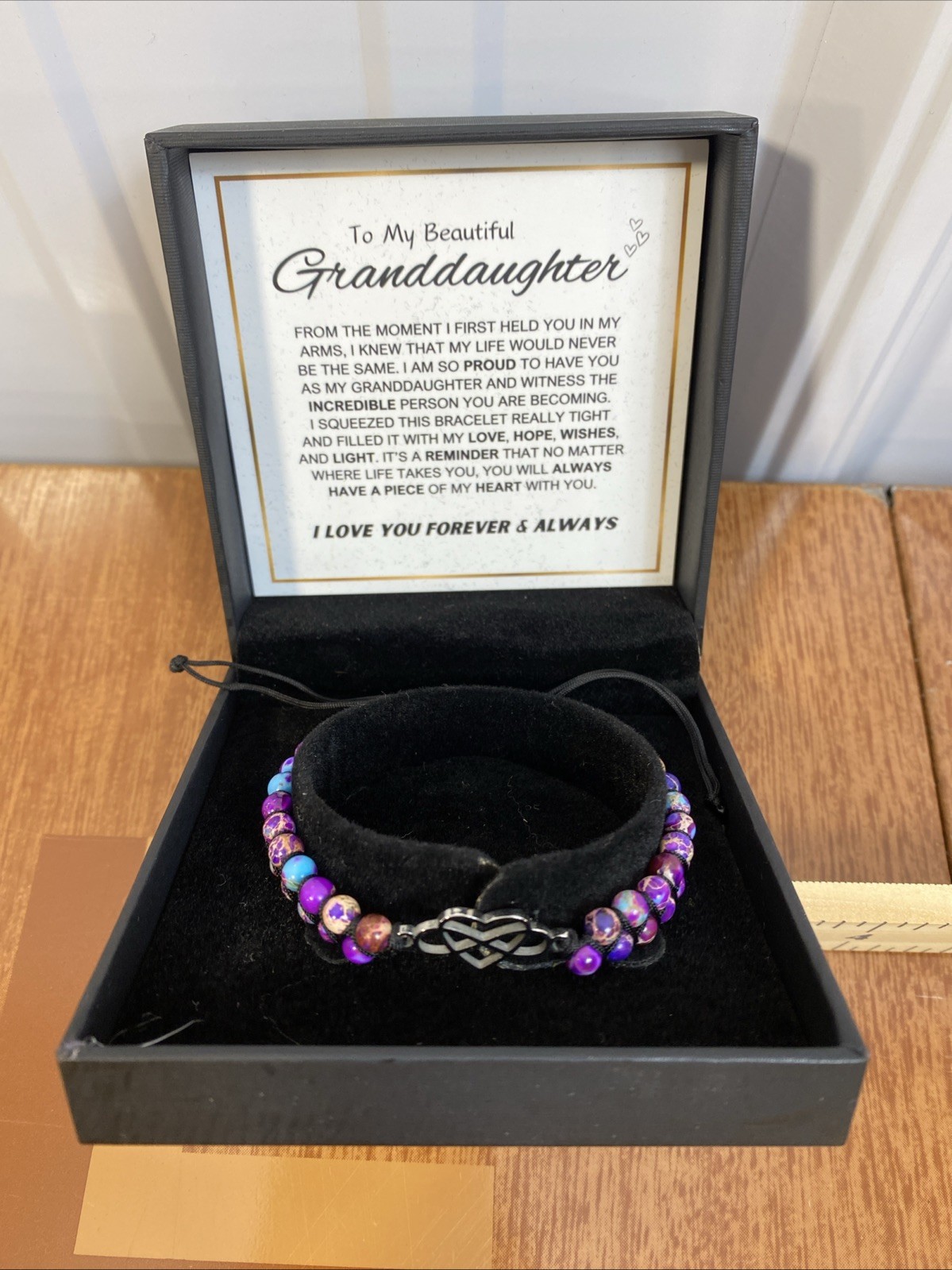 To My Granddaughter-Infinity Forever Love Heart Bracelet, Natural Emperor Stone