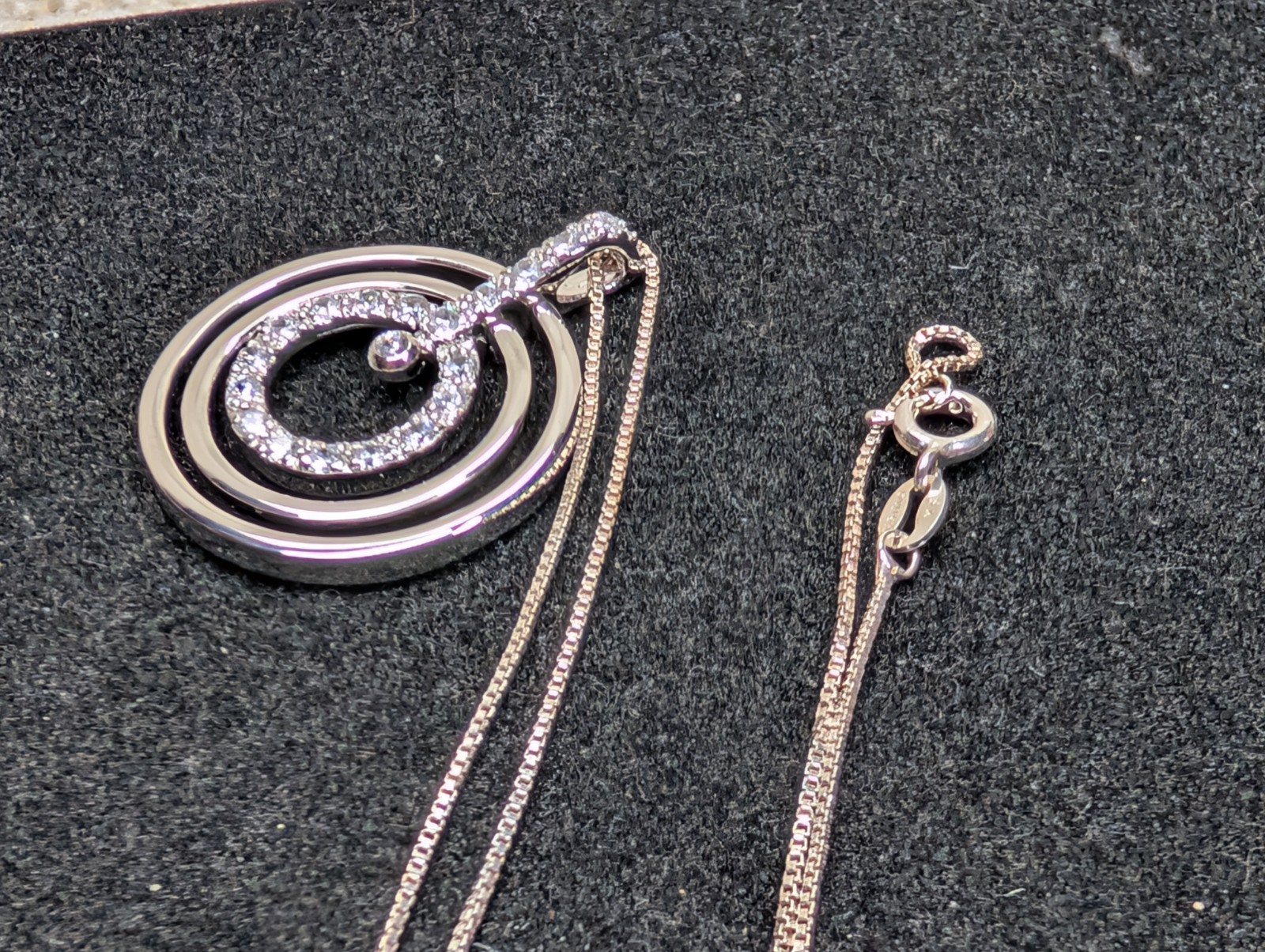 Sterling Silver CZ Cubic Zerconia Hoop Earrings & Necklace w/18″ Chain 260322G
