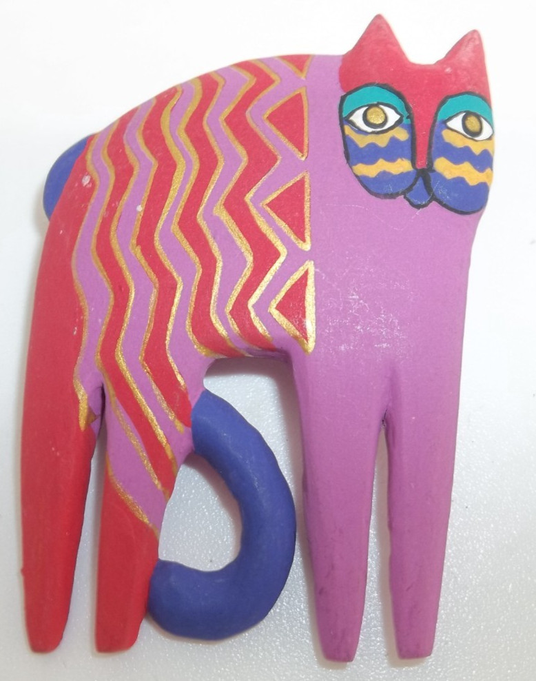 VTG LAUREL BURCH CAT BROOCH PIN 1992 NEW COLORFUL
