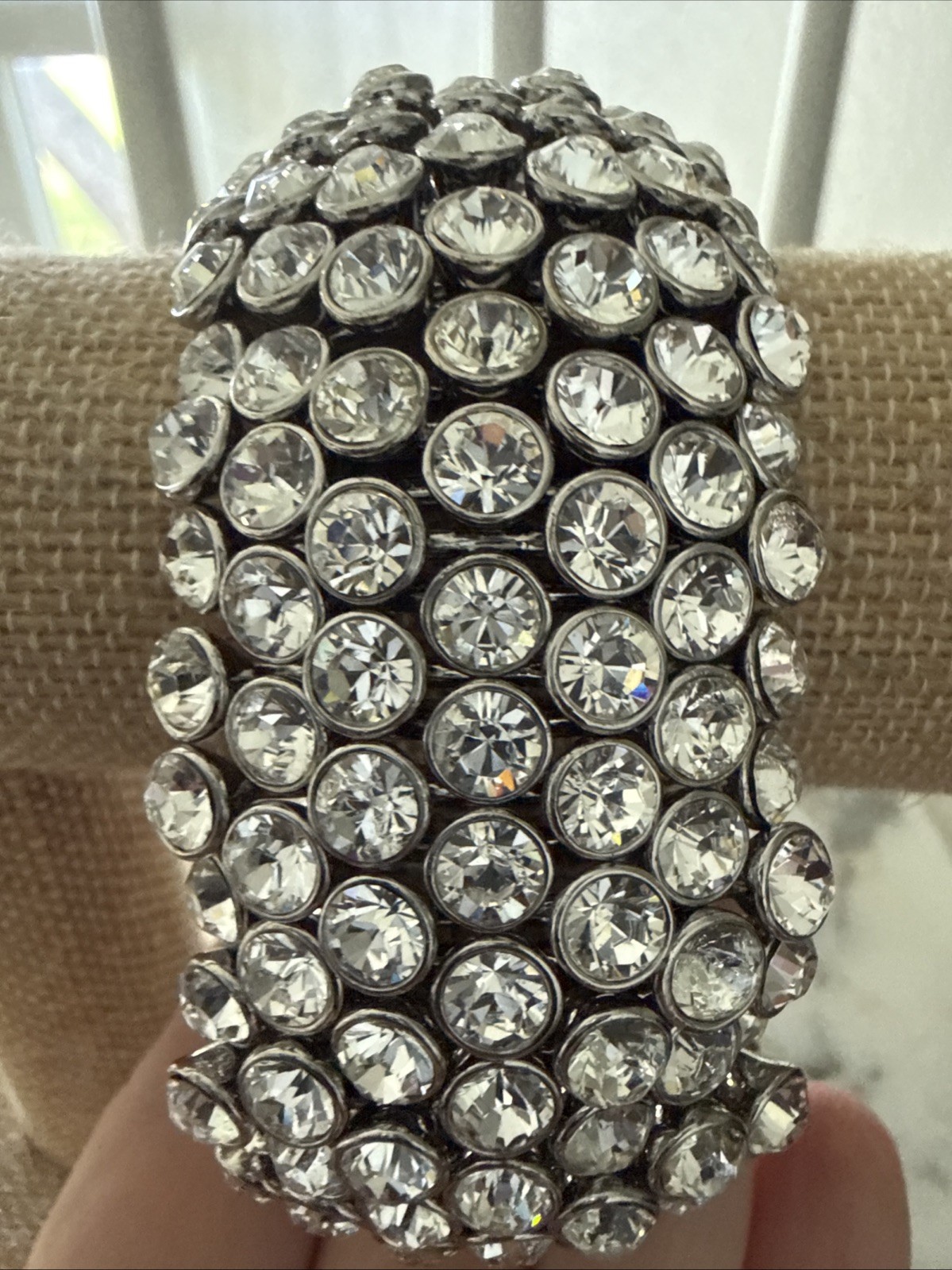 New Retro Anthropology Multi Crystal Stretch Bracelet and 9 Silver Bangles