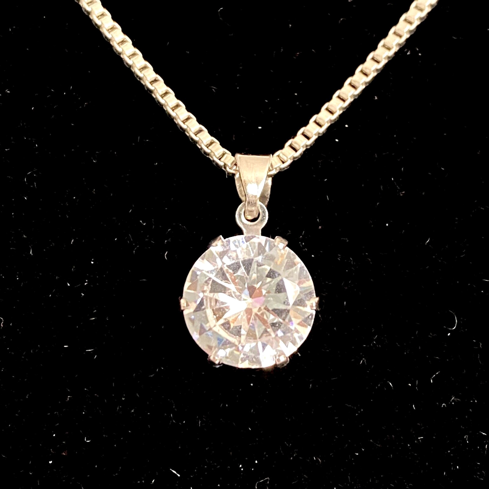 Gorgeous 10 mm Cubic Zirconia CZ Adjustable Length Box Chain Necklace 23-25in