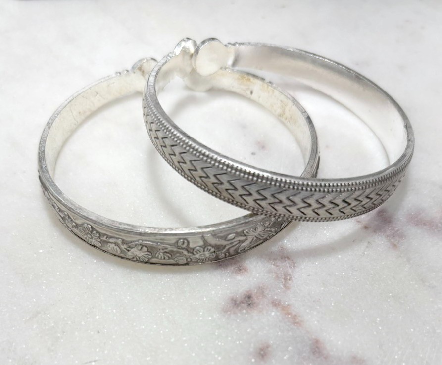 Tibetan Silver Open Cuff Bangle Bracelet Set Engraved Boho Women 10 pc