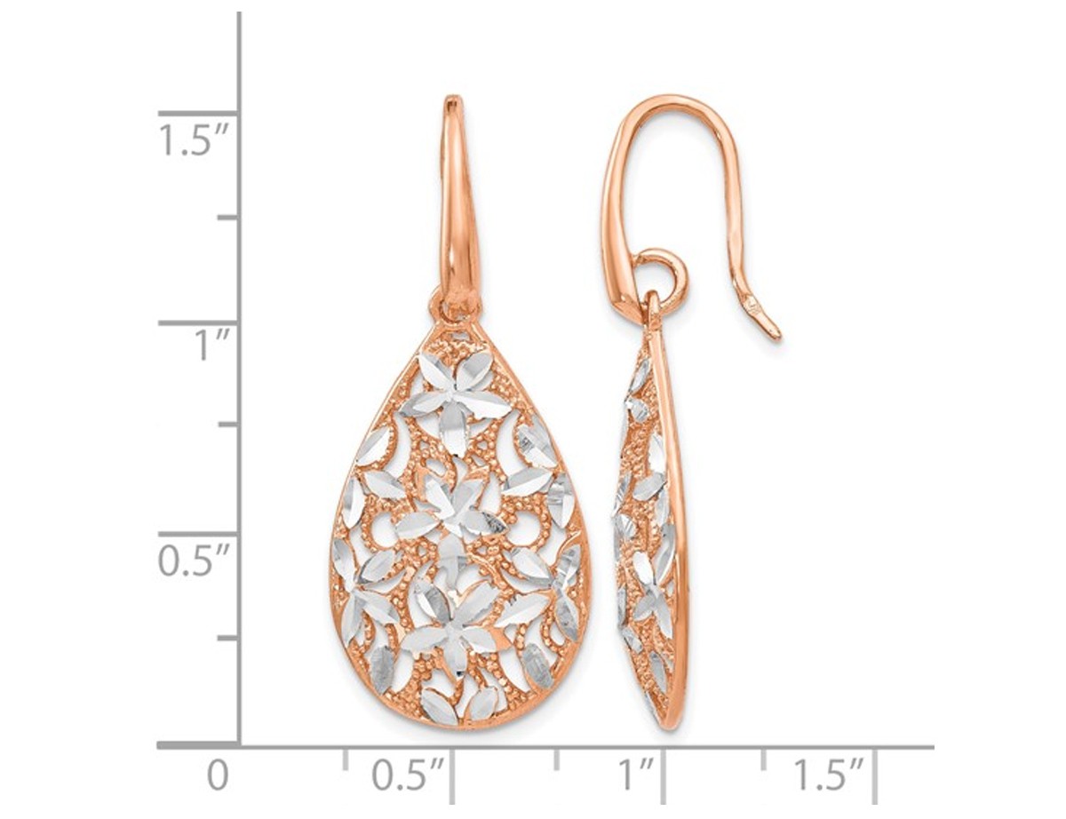 Rose Plated Sterling Silver Flower Drop Earrings