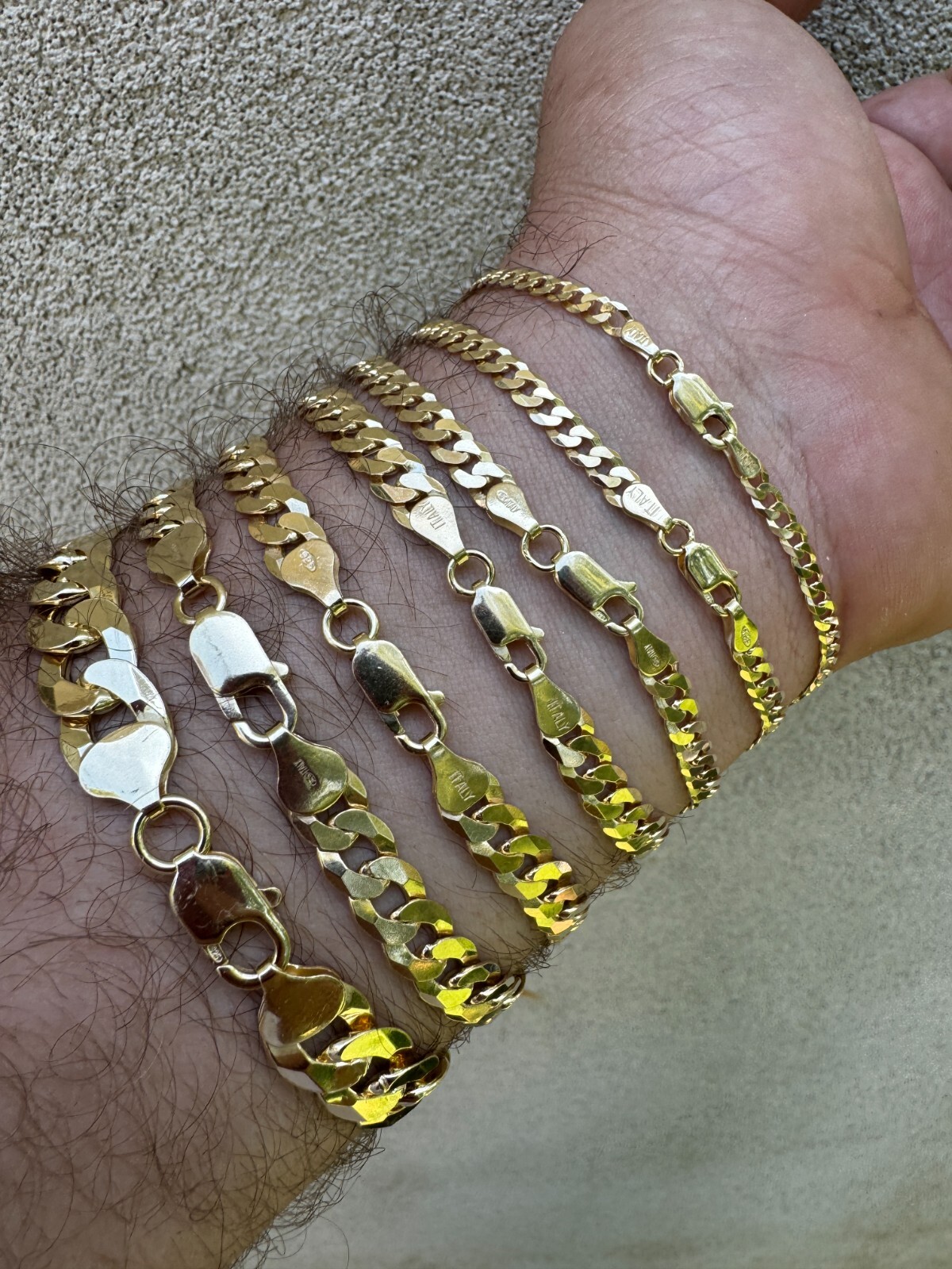 Real 14k Gold Plated Solid 925 Sterling Silver Flat Cuban Bracelet Mens Ladies