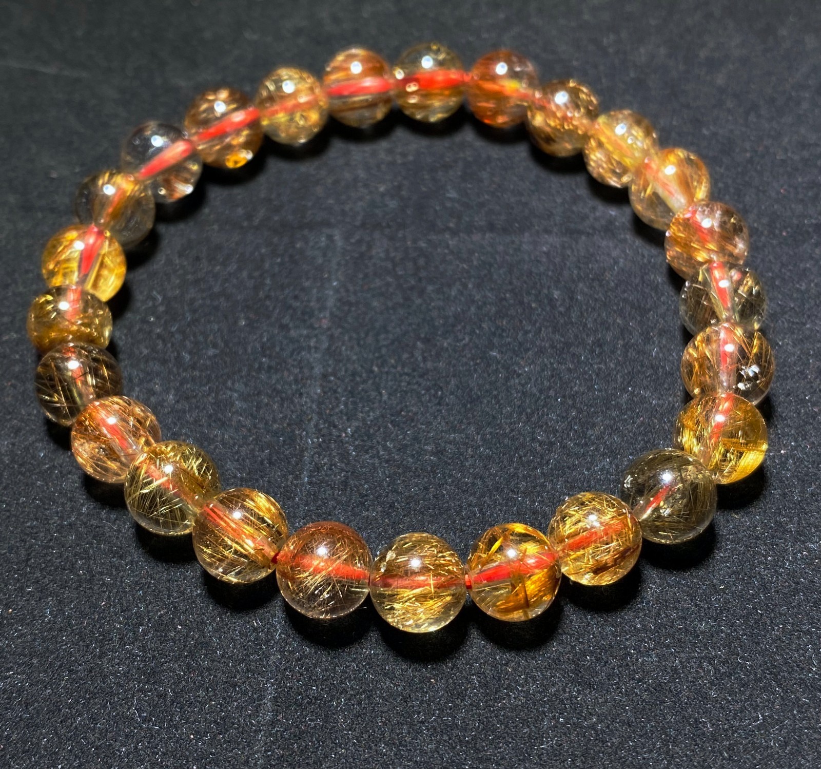7.8mm Natural Red Copper Quartz Crystal Beads Bracelet B1795