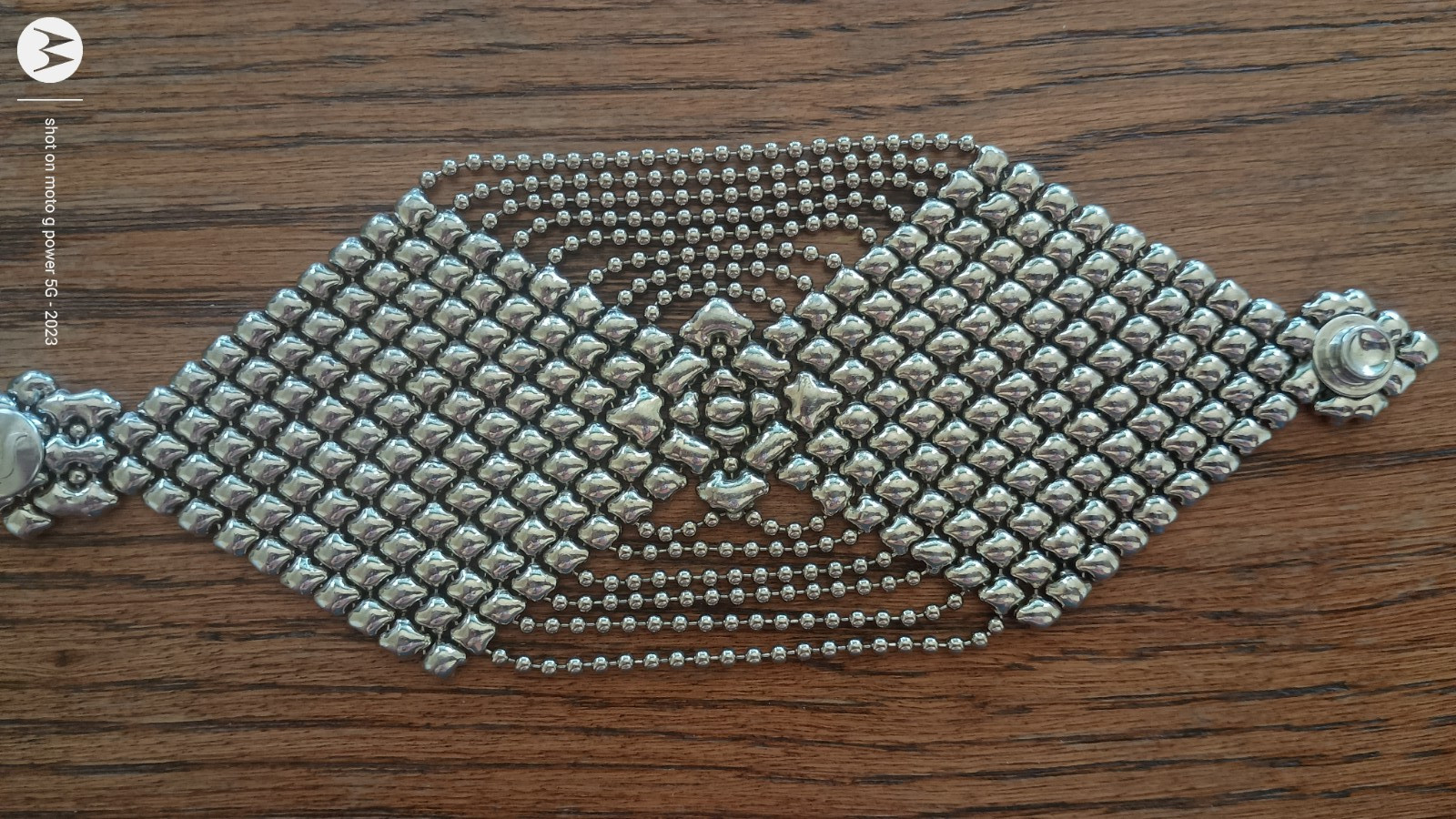 Sergio Gutierrez, Metal Beaded Ball Chain Bracelet, Geometric, Snap Closure