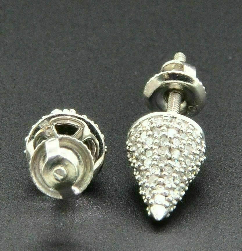 2 CT Moissanite Bullet Cone Shape 925 Sterling Silver Pave Set Stud Earrings