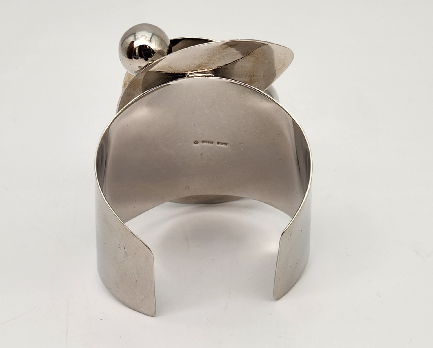 Alexis Bittar Big Bold Modernist Kinetic Silvertone Metal Cuff Bracelet