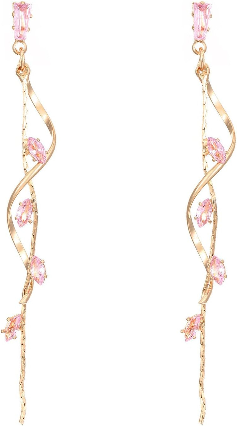 Temperament Long Zircon Tassel Earrings for Women Charm Jewelry Sparkling Crysta