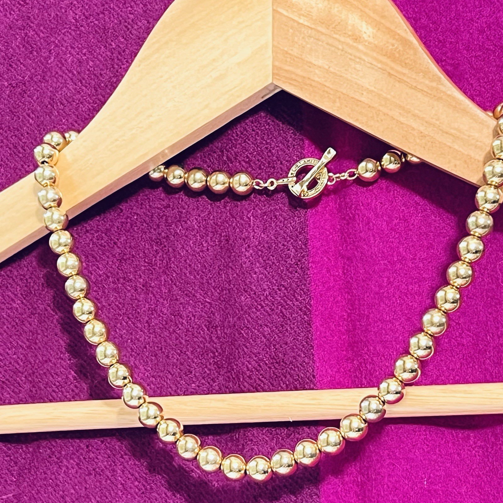Ralph Lauren American Living Vintage Gold Tone Ball Bead Choker Necklace, 17.5”