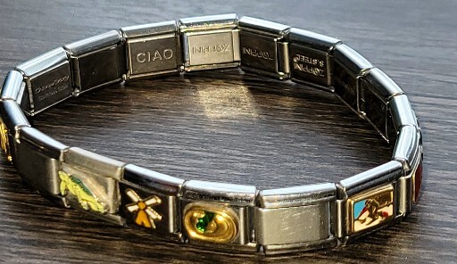 Persona Links Casa D’Oro Italy Stainless Steel Link Stretch Charm Bracelet Italy