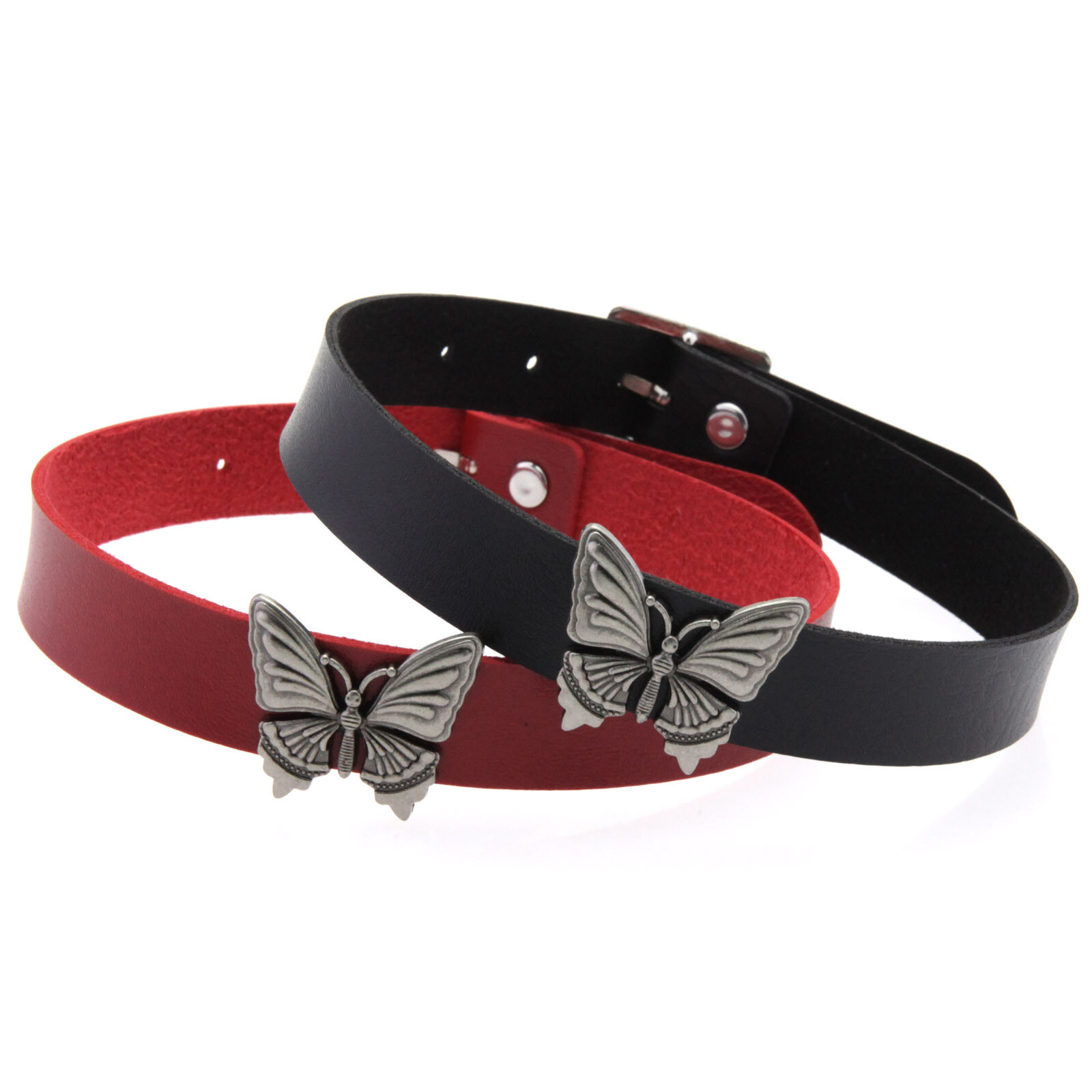 Gothic Butterfly Pendant PU Leather Choker Collar Punk Fashion Jewelry for Girls