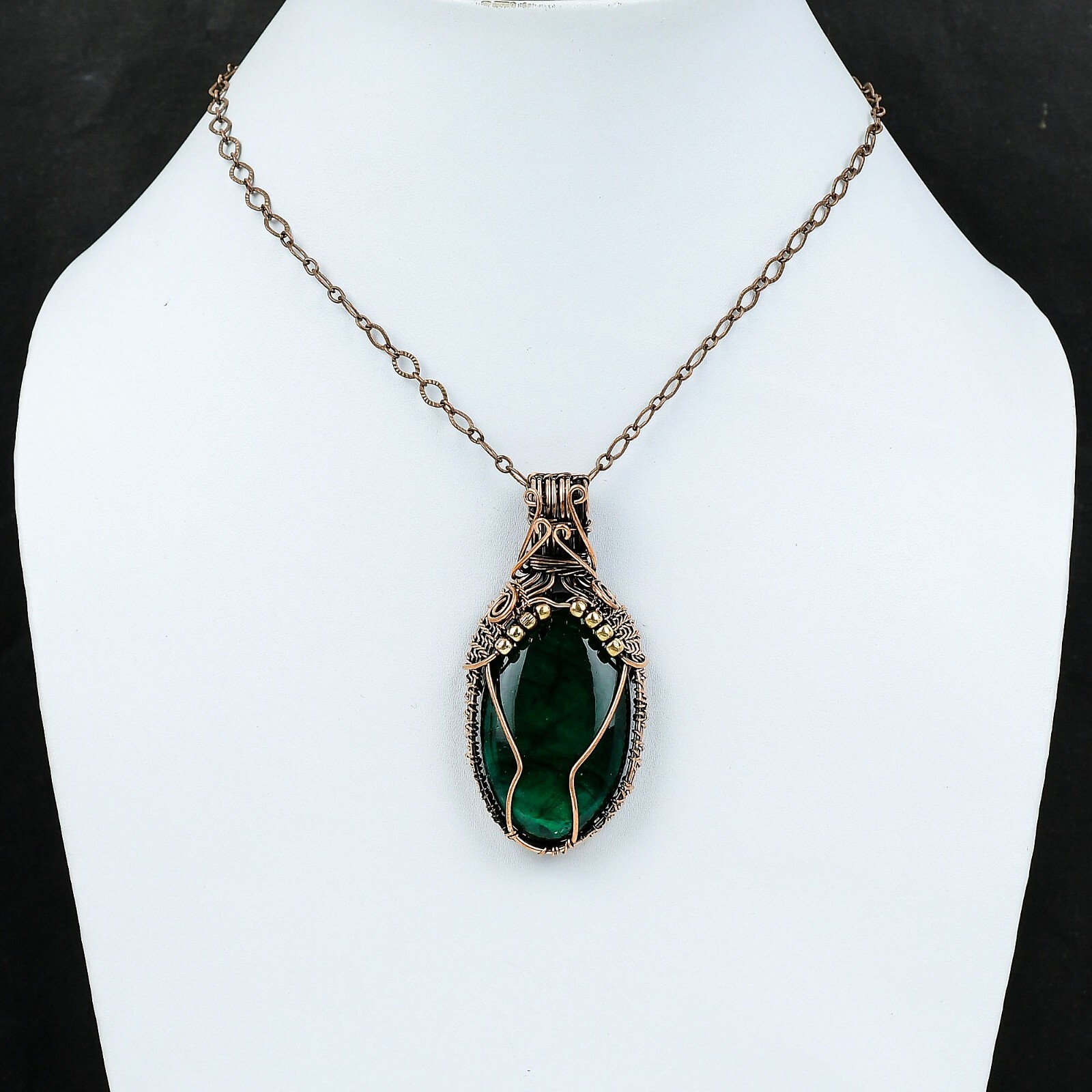 Green Fire Labradorite Jewelry Copper Bestie Gift Wire Wrapped Pendant 2.68″