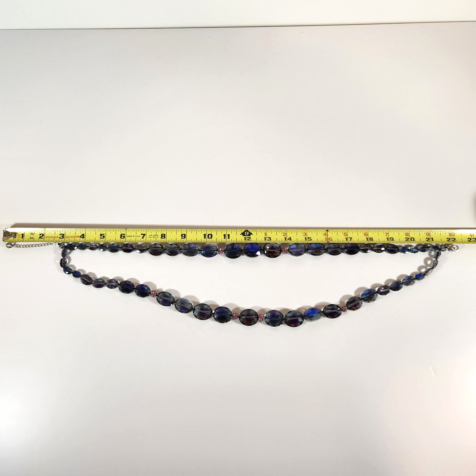 Beaded Necklace Clip Earrings Purple Blue Pink Iridescent Smoky Special Occasion