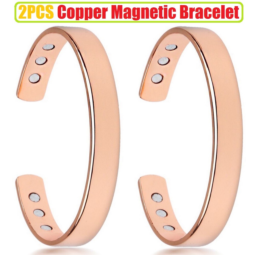 2PCS Copper Magnetic Bracelet for Men and Women Adjustable Bangle Jewelry Gifts