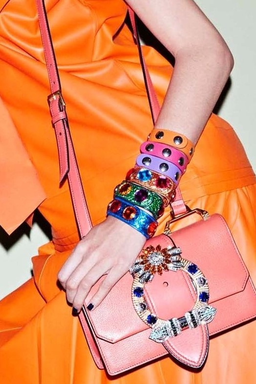 MIU MIU RESORT 2017 Black Calfskin Leather Studded Bracelet NIB