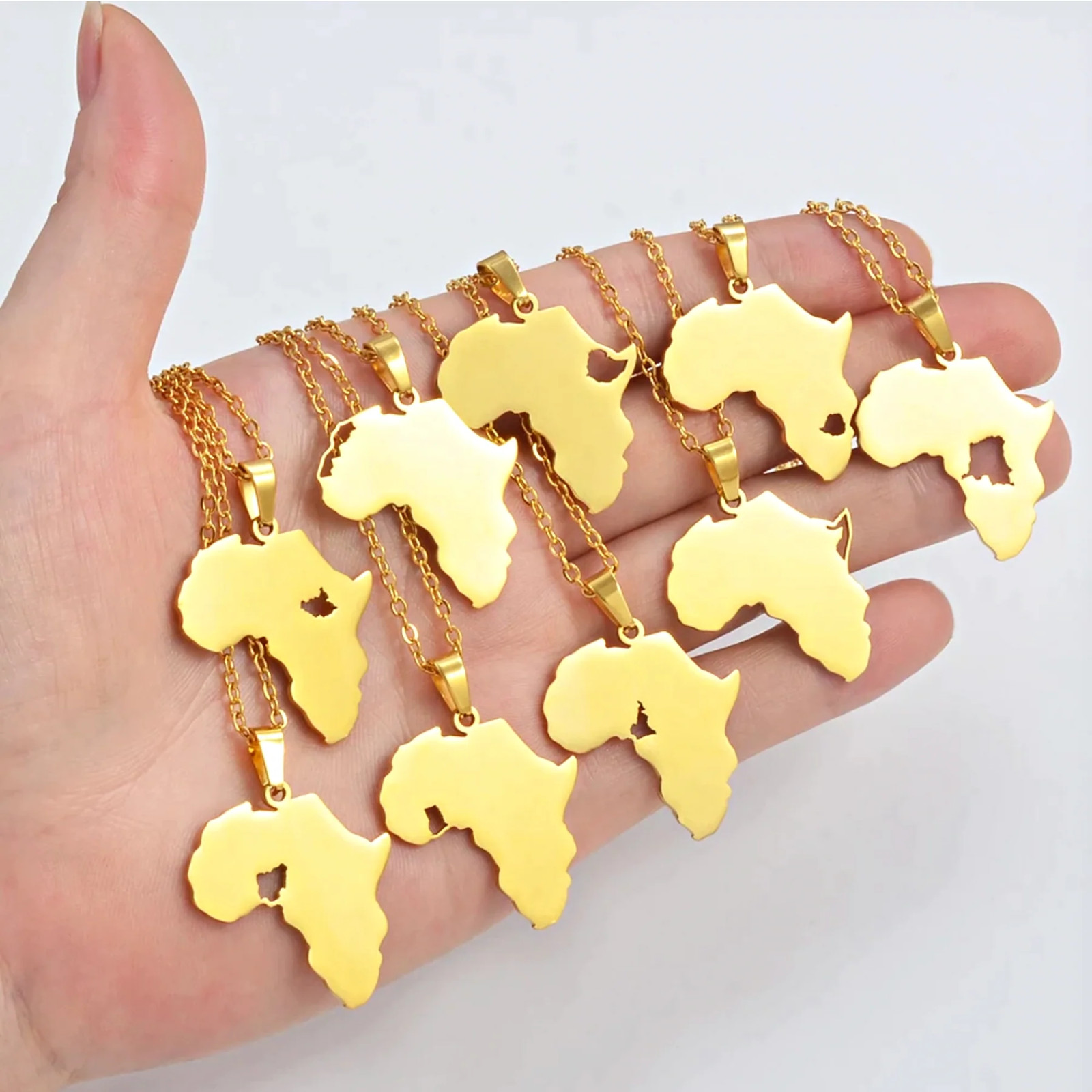 Africa Map with Kenya Map Pendant Necklace