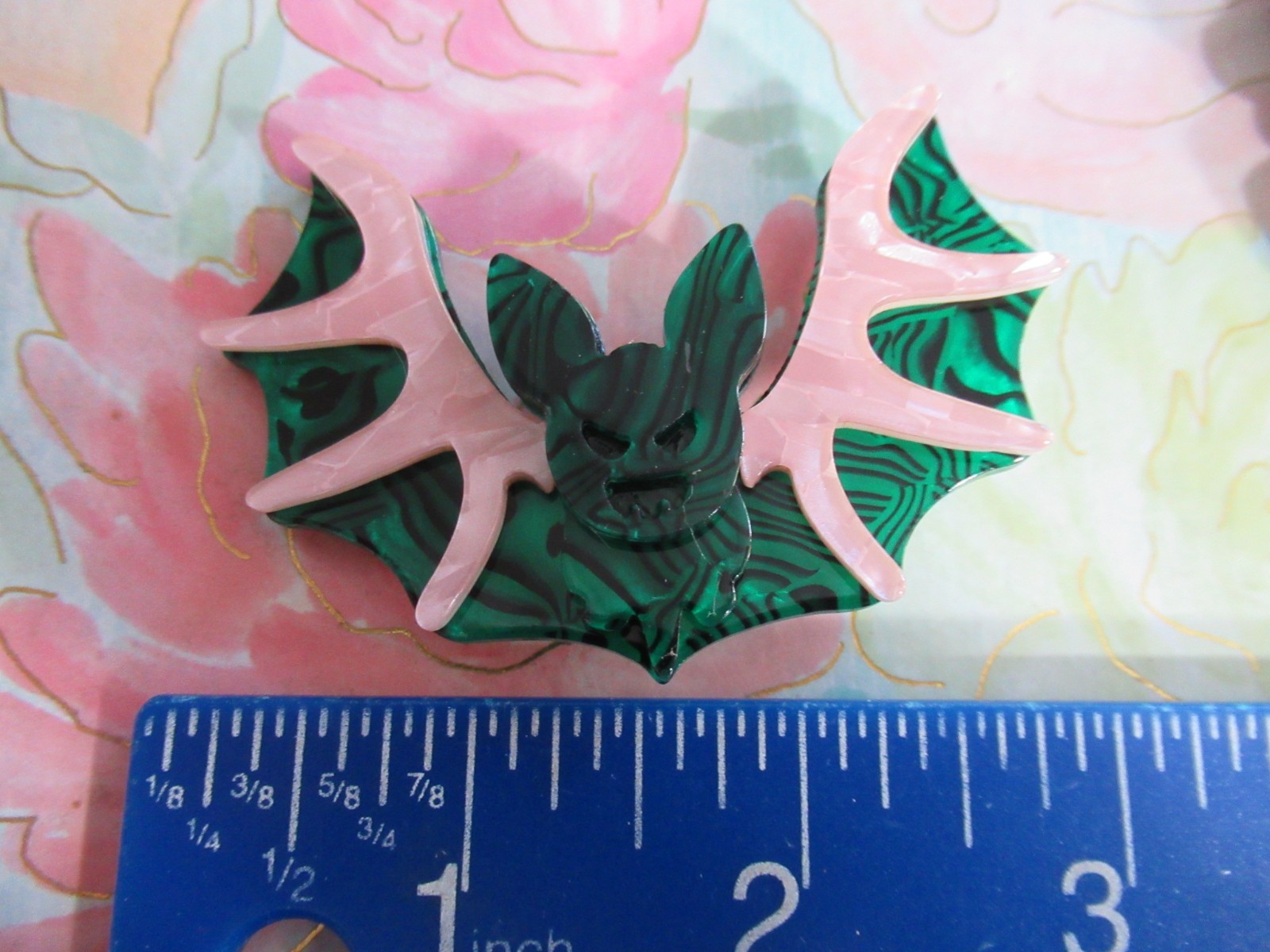 Acrylic Brooch GREEN BAT VAMPIRE Halloween or MEDUSA BROOCH Greek Mythology