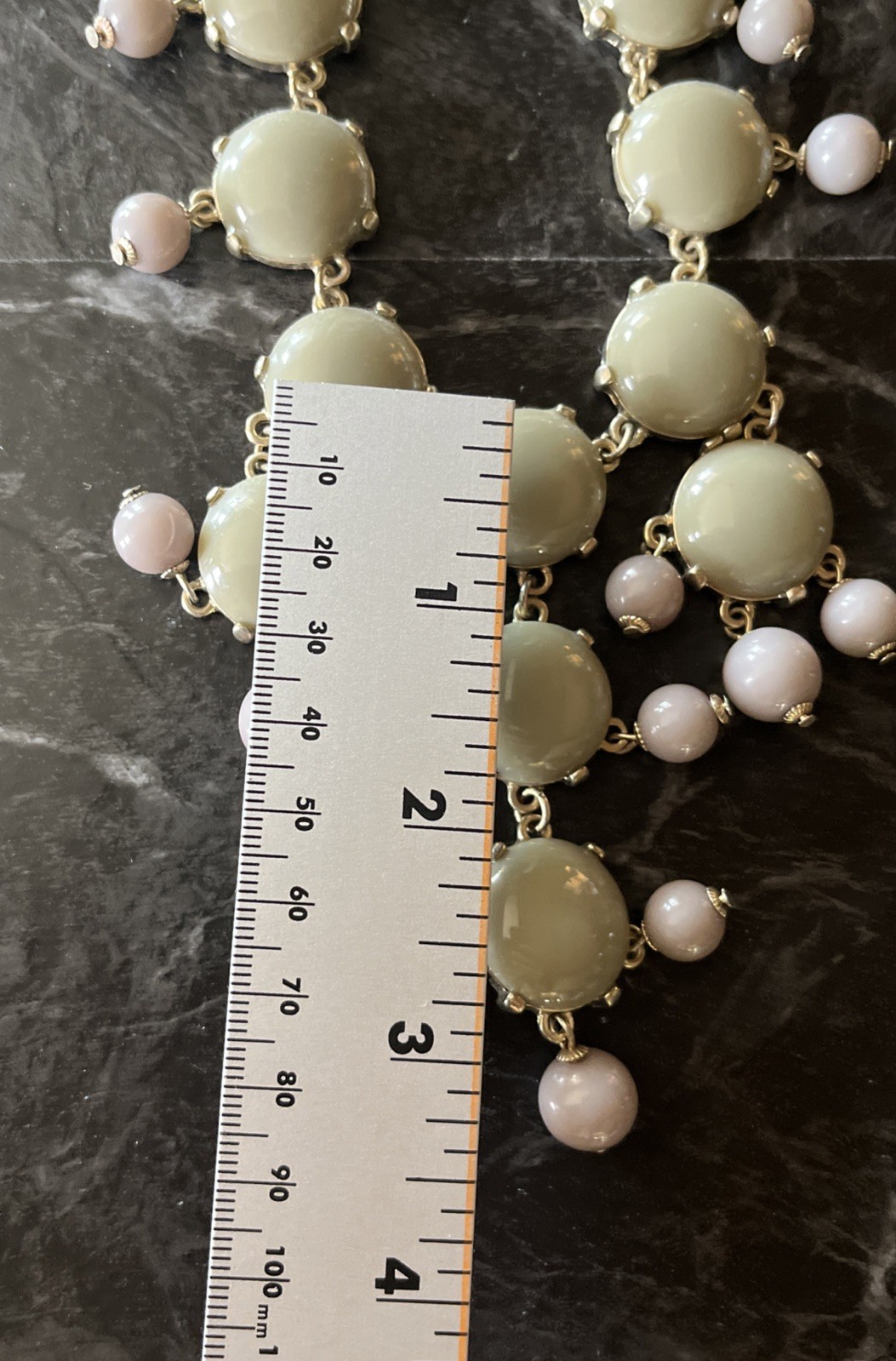 J. Crew “bubble” green necklace 27in W 3 1/4 In Extender Gold Tone