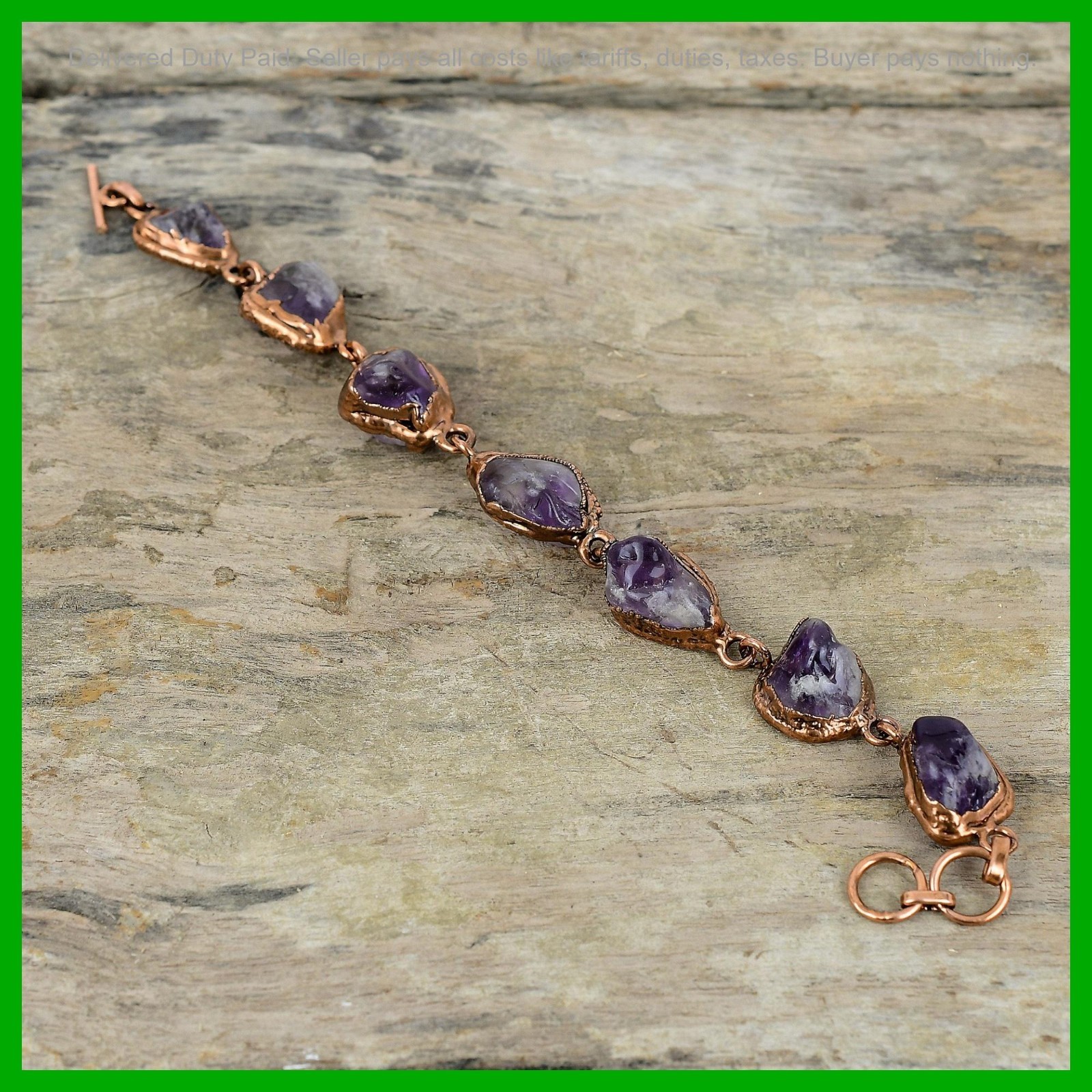 Valentines Deal Super 23 Amethyst Stone Copper Chain New Electroformed Bracelet