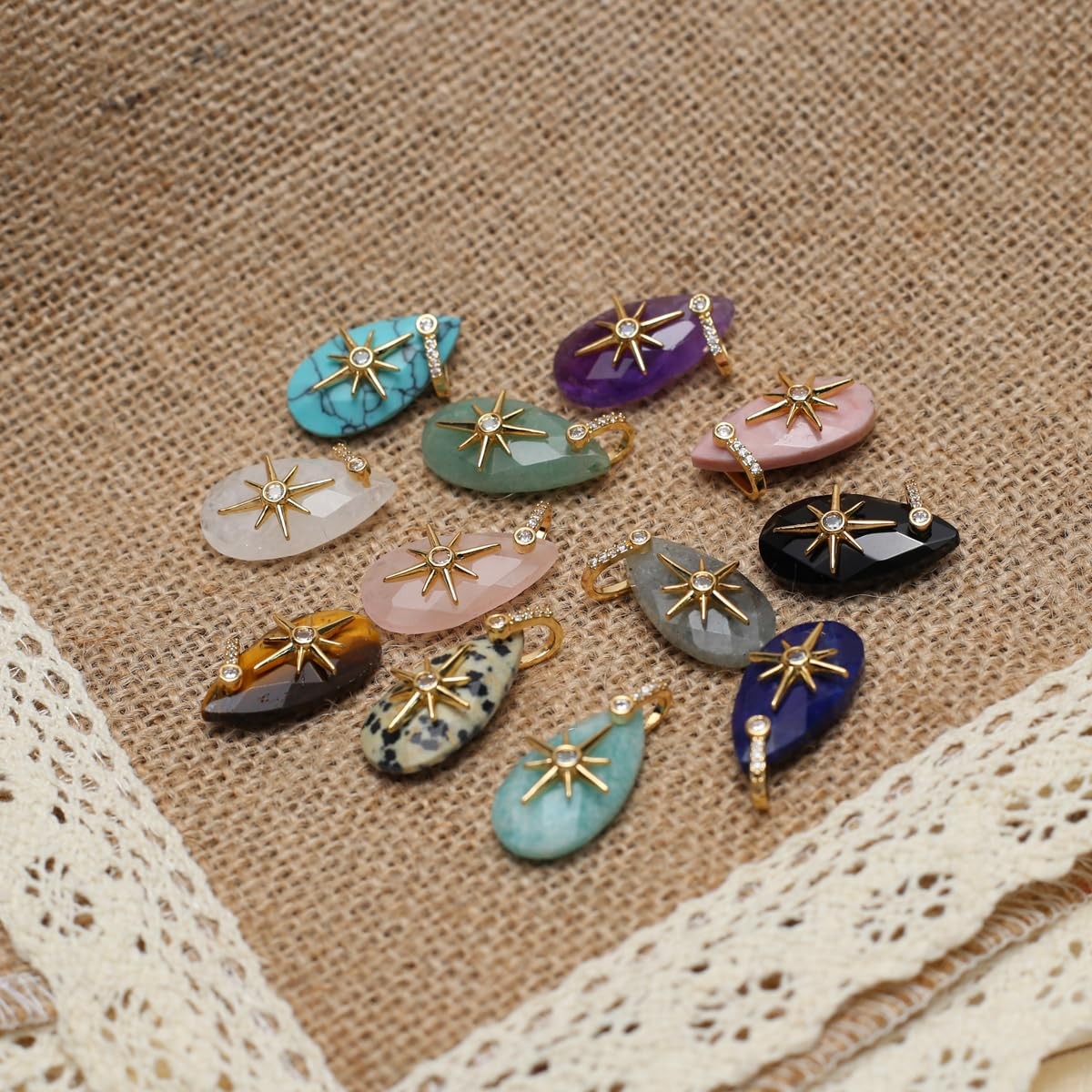 LE SKY tear drop stone pendant