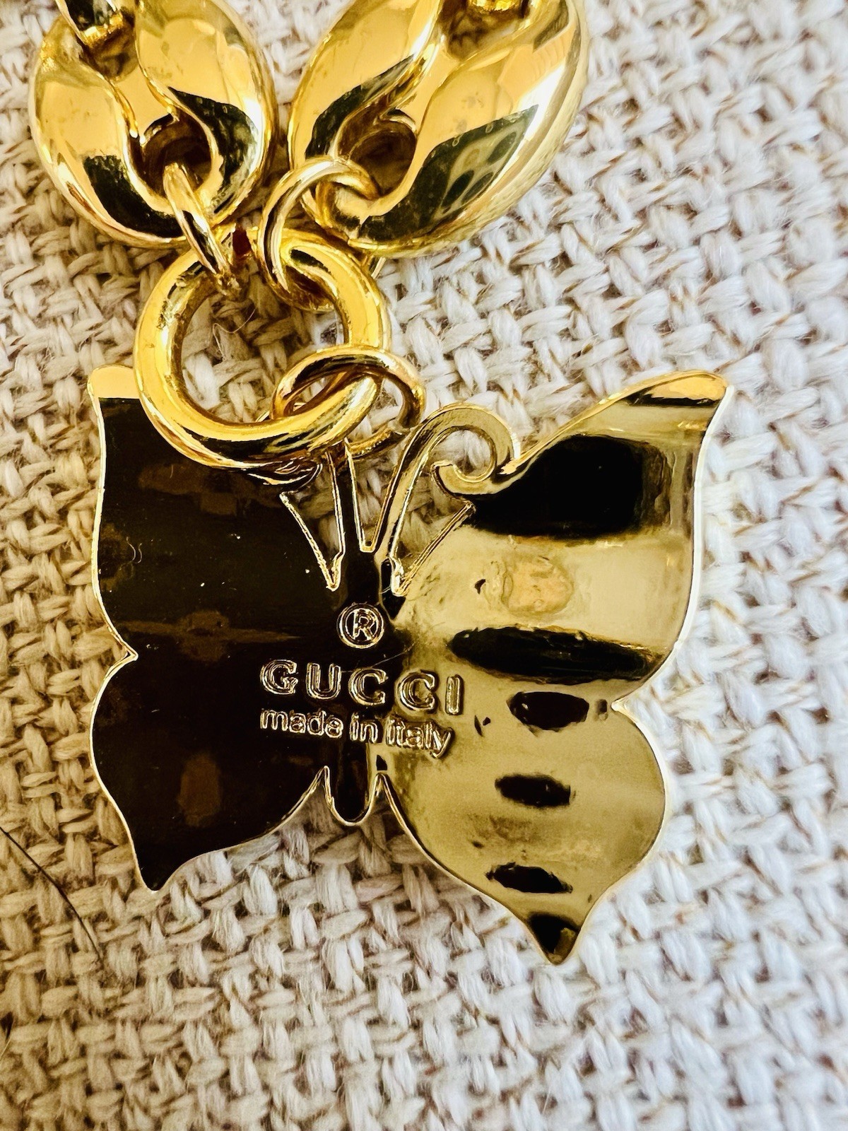 Upcycled Gucci Butterfly Zipper Pull On Unbranded Chain