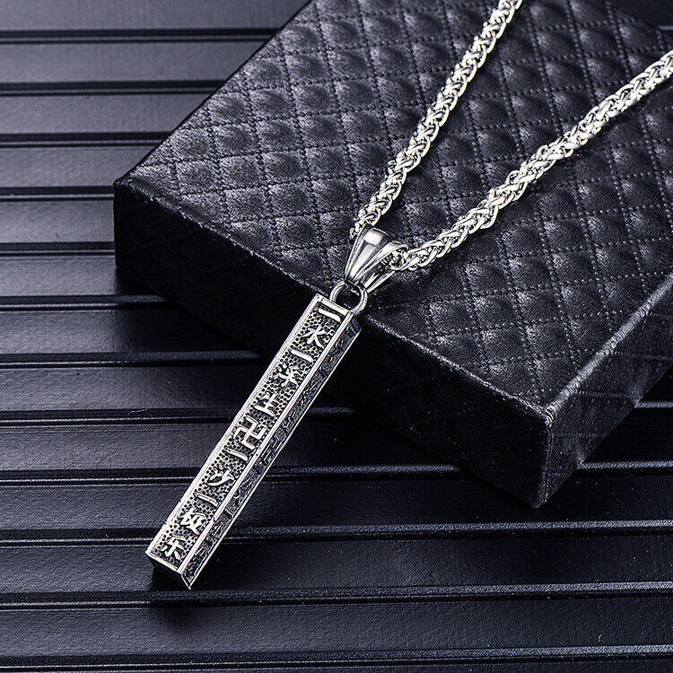 Men Women Boy Buddhist Lucky Protection Amulet Pendant Stainless Steel Necklace