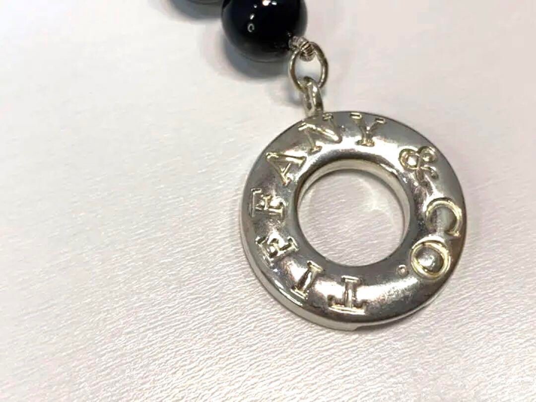 Tiffany & Co Black Onyx Necklace Sterling Silver 925 Choker 17.7in Box