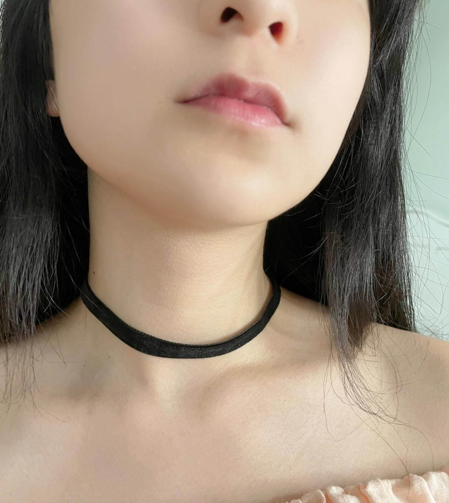 Black Red White Velvet Pink Grey Choker Ribbon Necklace Gothic Retro Fishnet