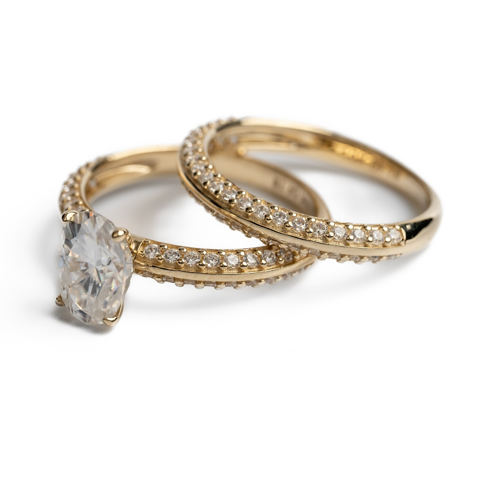 2.8CTTW Moissanite Solitaire Ring with Eternity Band , 10K Gold, KD003