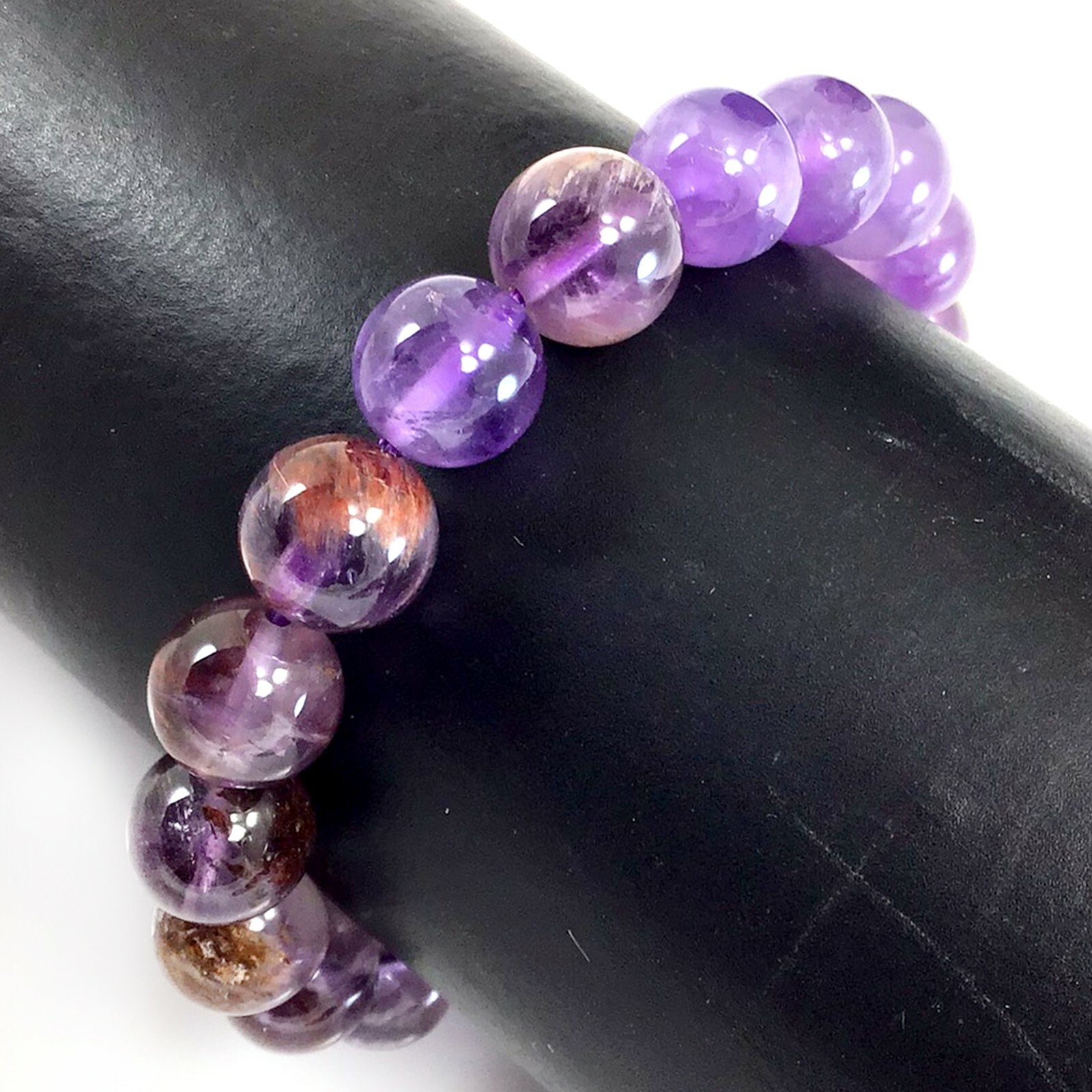 Handmade Gemstone Natural Super Seven Crystal Beaded Bracelet 7.5″ 4 6 8 10 12mm