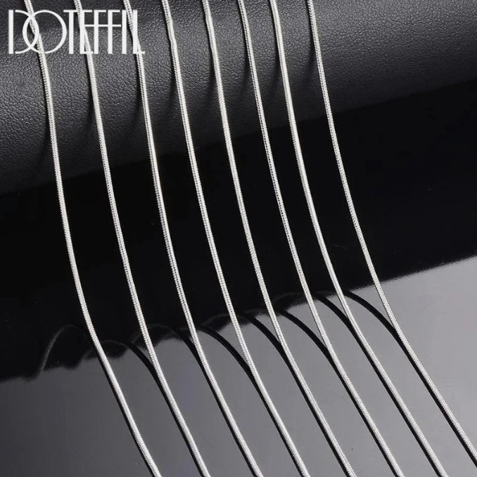 5/10pcs Wholesale 925 Sterling Solid Silver 1mm Snake Chain Necklace For Women