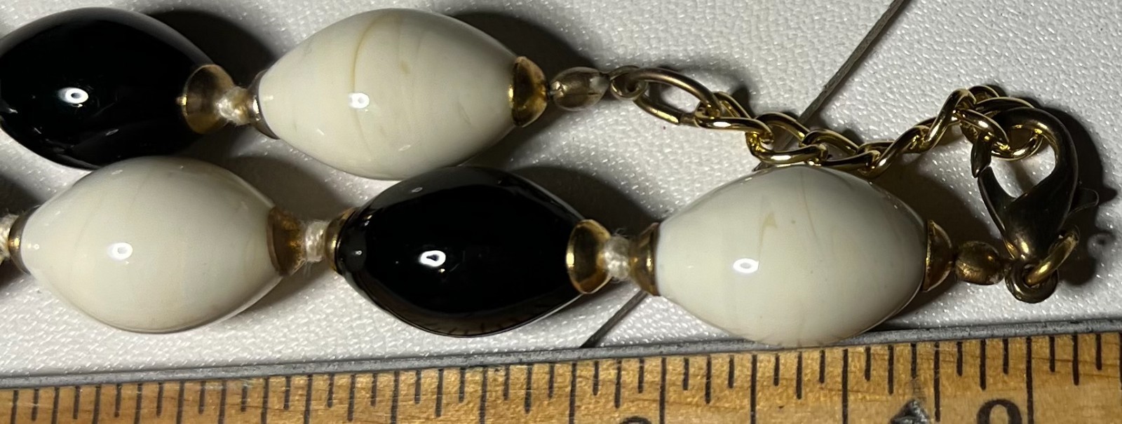 Black and White Tone Glass Beaded Necklace in Perfect Condition