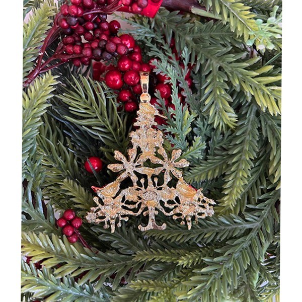 Kirks Folly Precious Memories Cardinal Holiday Tree Foldover Pendant GT Crystals