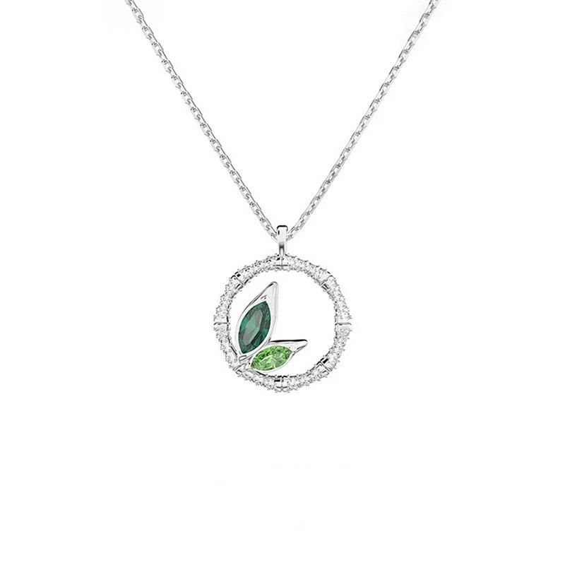Swarovski minimalist bamboo-shaped necklace for women, featuring crystal