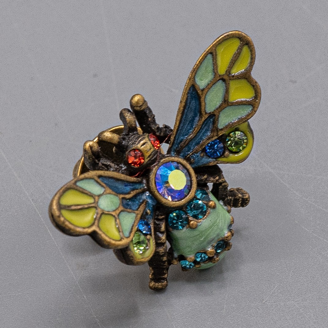 Jay Strongwater Green Bee Insect Pin Rhinestone Enamel
