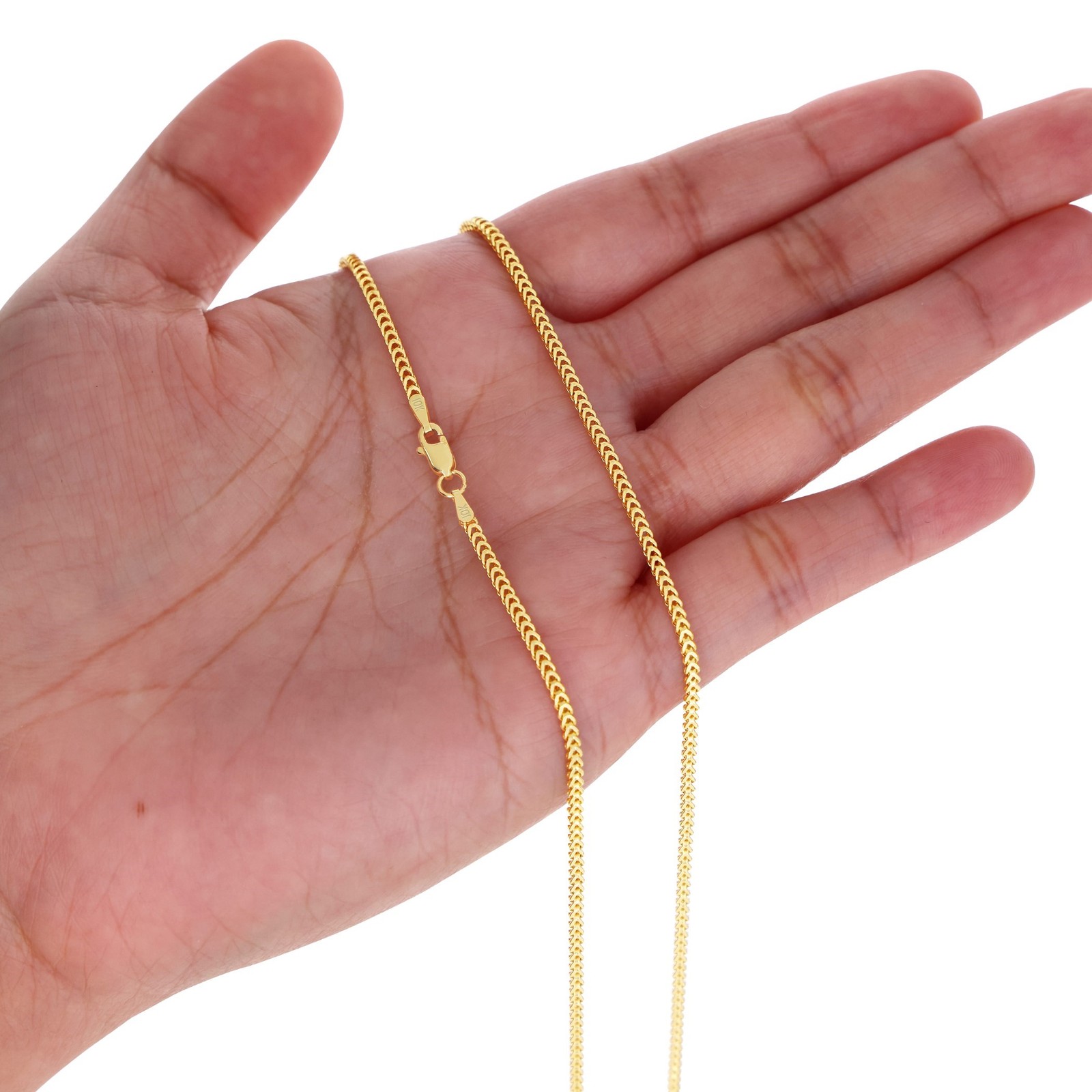 10k Yellow Gold 1.5mm-6mm Franco Box Necklace Bracelet Chain Mens Womens 7″- 30″
