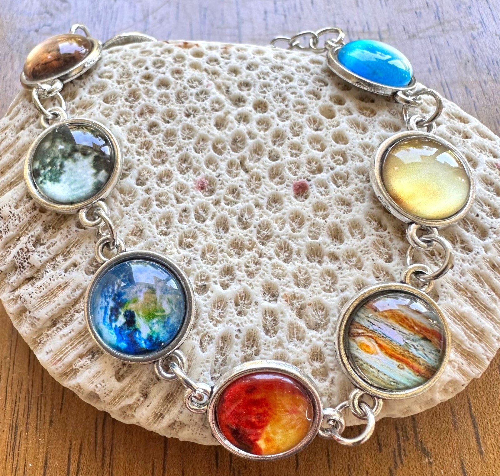 Solar System Bracelet New Planets Earth Universe Moon Sky Lobster Hook Closure