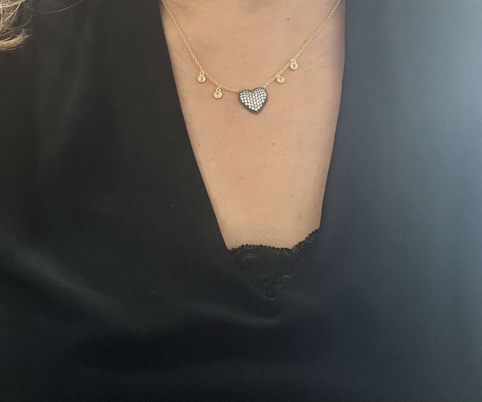 FREIDA ROTHMAN 14kt Gold Plated Sterling Silver Pavé CZ Heart Love Necklace