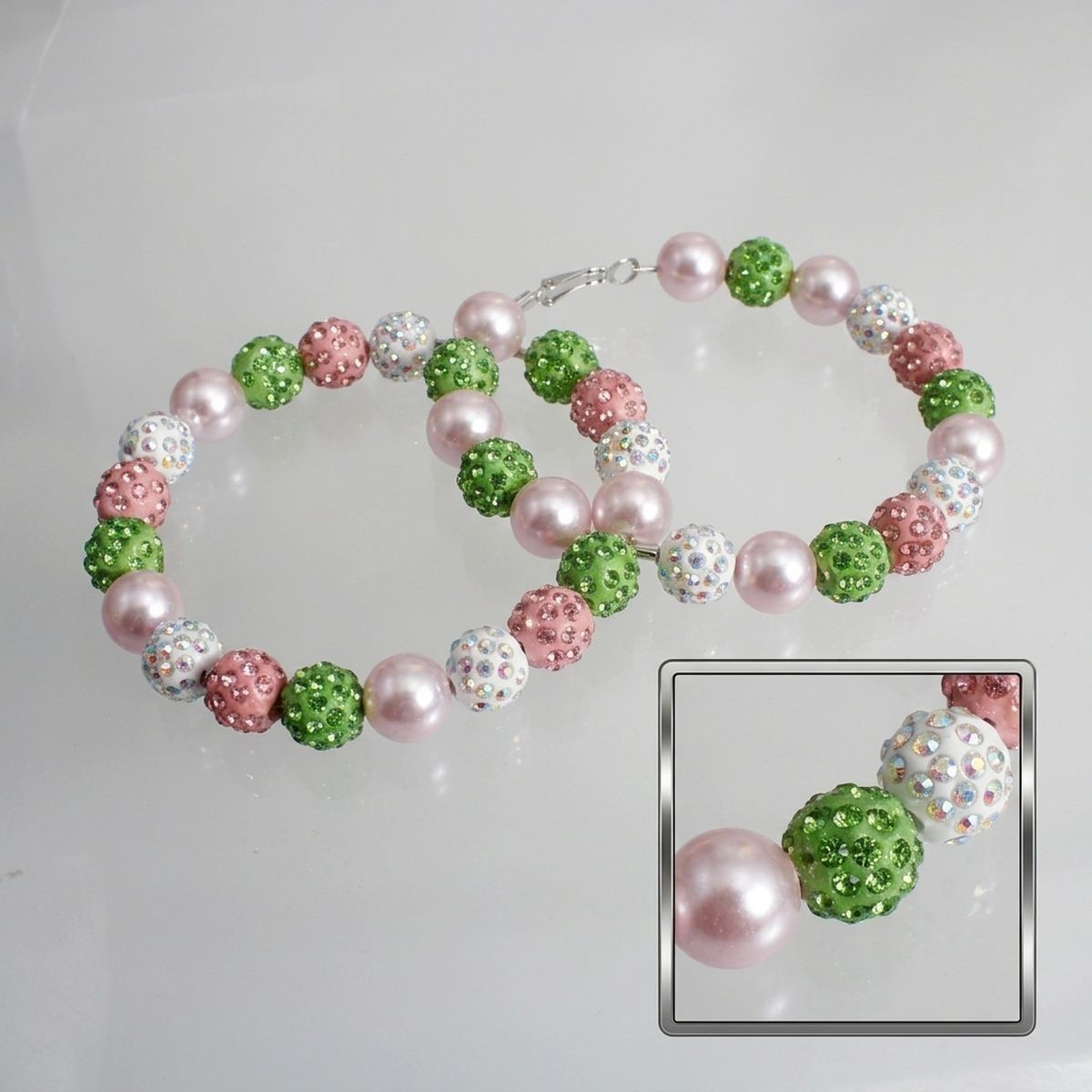 Pink Mix 2in Stone Ball Hoops