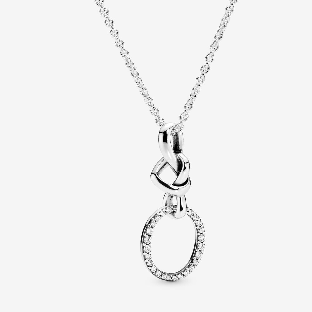 NIB PANDORA Knotted Heart Pendant 925 Silver Necklace 23.6″ Valentine’s Day Gift