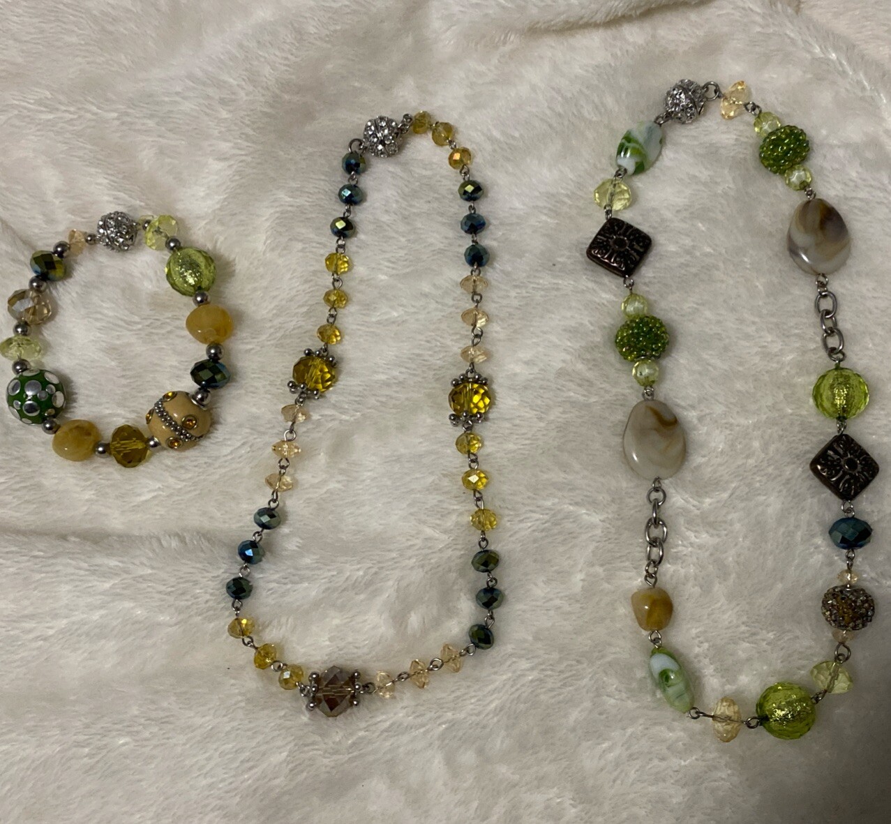 3-2-1 Convertible Beaded Bracelet Necklace Set. Beautiful & So Unique. See Pics