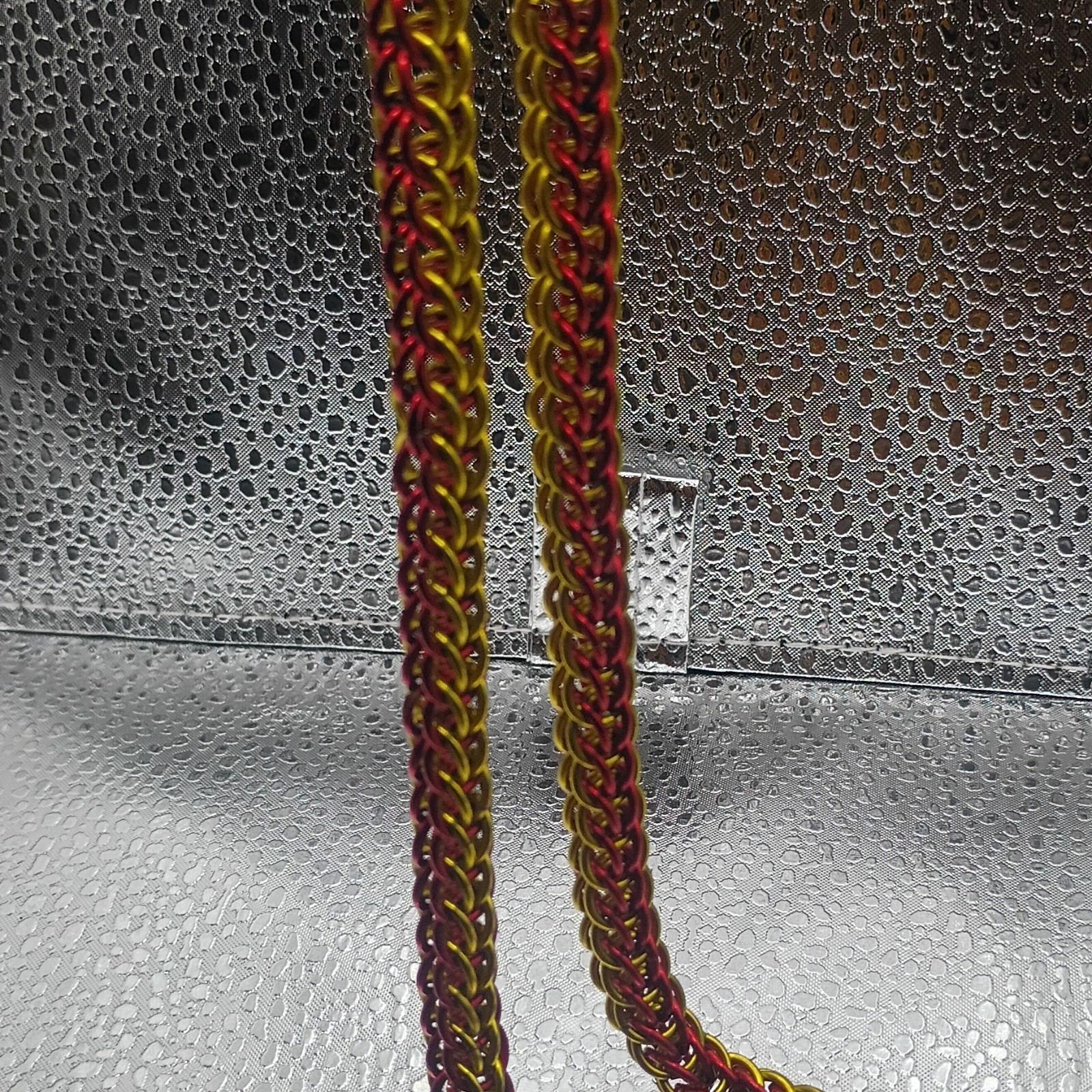 Persian 6 in 1 chainmail necklace Red and Gold Aluminum box chain 24 in