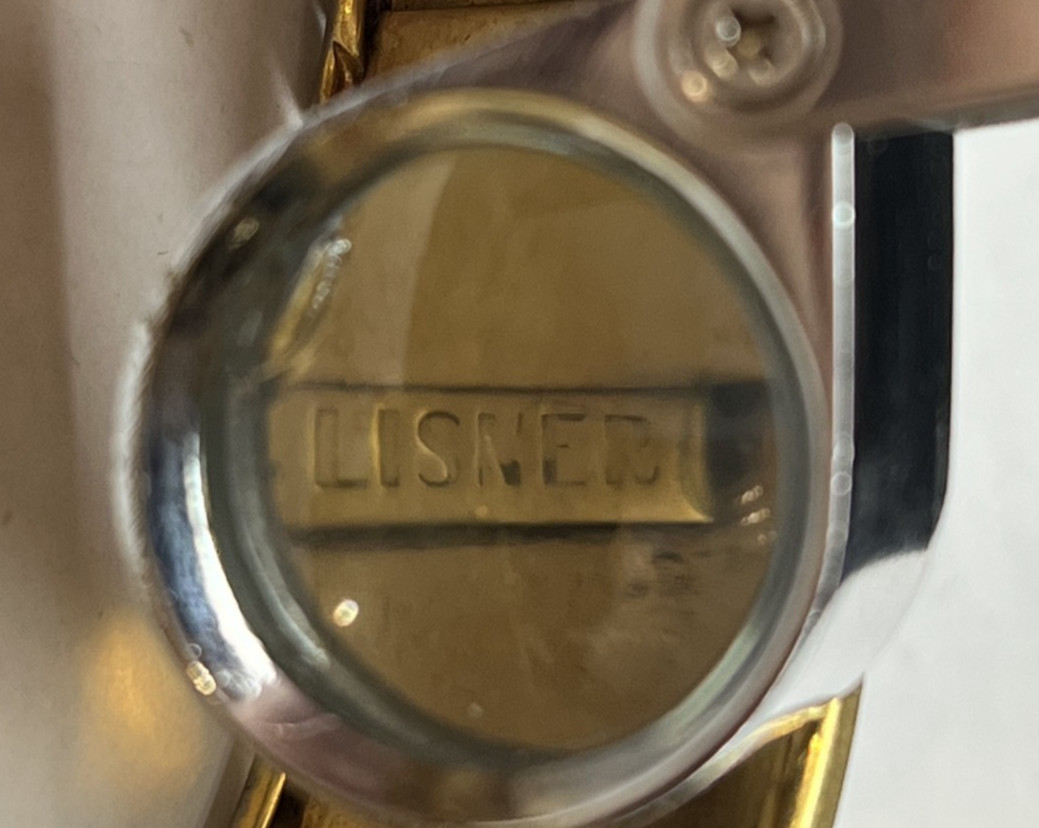 Lisner Gold Tone Ornate Carved Cuff Hinged Bracelet Floral Safety Chain Large
