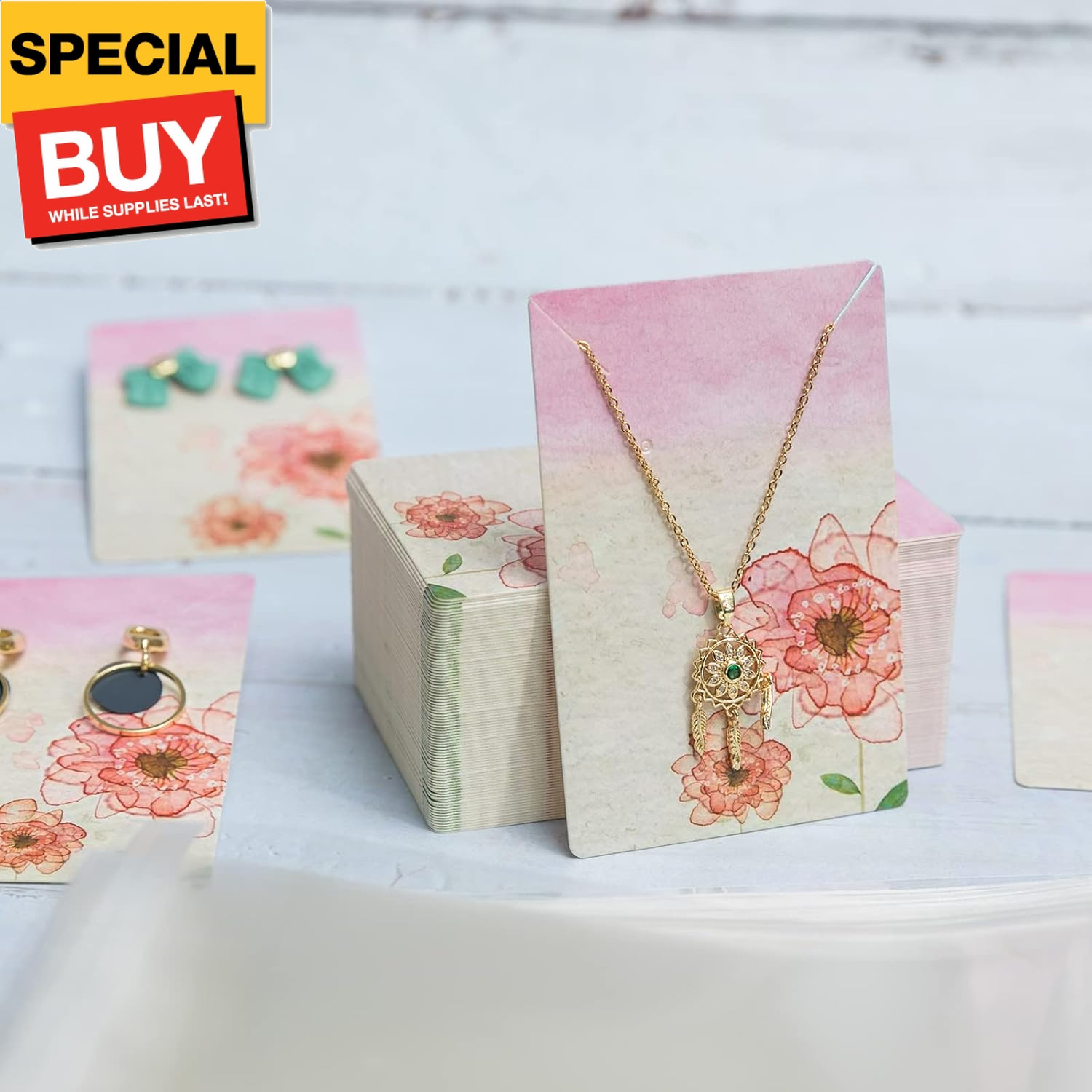 Necklace & Earring Display Cards – Jewelry Packing Holder Cards With Bags – 100P